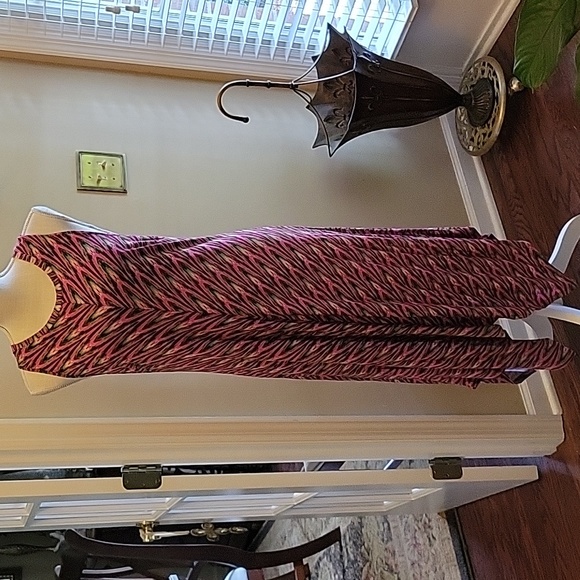 Cato pink lime green black dress sleeveless maxi asymmetric hem sz 14W 16W New… - Picture 1 of 9